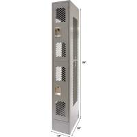 Vented Lockers, 2 -tier, 12" x 18" x 78", Steel, Grey, Knocked Down, Perforated Cintas