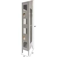 Vented Lockers, 2 -tier, 12" x 18" x 88", Steel, Grey, Knocked Down, Perforated Cintas