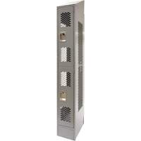 Vented Lockers, 2 -tier, 12" x 18" x 88", Steel, Grey, Knocked Down, Perforated Cintas