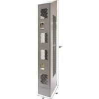 Vented Lockers, 2 -tier, 12" x 18" x 88", Steel, Grey, Knocked Down, Perforated Cintas