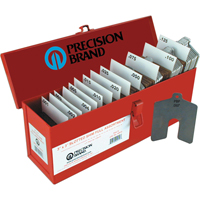 Slotted Shim Assortments, 5" L x 0.001"- 0.125" Thickness, 5" W, Stainless Steel Cintas
