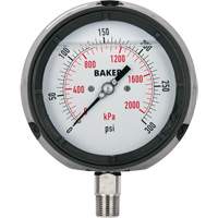 Pressure Gauge, 4-1/2" , 0 - 15 psi/0 - 100 kPa, Bottom Mount, Liquid Filled Analogue Cintas