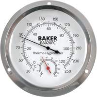 Dial Thermo-Hygrometer, 0% - 100% RH, 30 - 250°F (0 - 120°C) Cintas