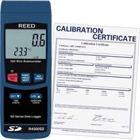 Thermo-an&eacute;mom&egrave;tres &agrave; fil chaud avec enregistrement de donn&eacute;es et certificat de calibration, Enregistrement des donn&eacute;es, Gamme de v&eacute;locit&eacute; d'air de 0,2 - 25 m/sec Cintas