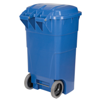 Roll Out Recycling Bin, Curbside, Polyethylene, 65 US gal. Cintas