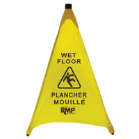 "Wet Floor" Pop-Up Safety Cone, Bilingual with Pictogram Cintas