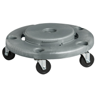 Socle roulant pour contenant &agrave; d&eacute;chets, Poly&eacute;thyl&egrave;ne, Gris, Convient aux contenants 24" dia. Cintas