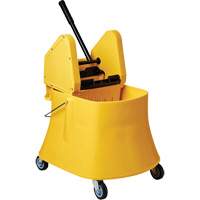Ensemble de seau pour vadrouille et essoreuse Champ, Pression vers le bas, 7,5 gal. US (30 pintes), Jaune Cintas
