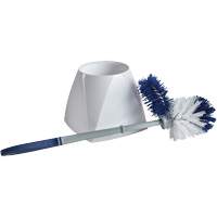 Brosse &agrave; cuvettes avec lave-rebord et valet, 15" l, Soies Synth&eacute;tique, Blanc Cintas