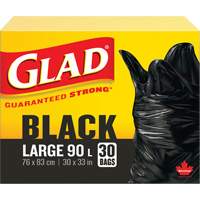 Sacs &agrave; ordures 90 L, R&eacute;gulier, 30" la x 33" lo, Noir Cintas