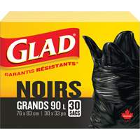 Sacs &agrave; ordures 90 L, R&eacute;gulier, 30" la x 33" lo, Noir Cintas