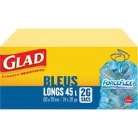 Sacs de recyclage 45 L, R&eacute;gulier, 24" la x 28" lo, Bleu Cintas