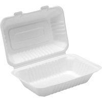 Contenants &agrave; charni&egrave;re pour nourriture compostable, Bagasse, Rectangulaire Cintas