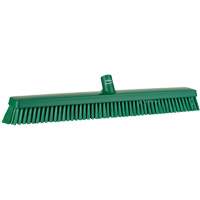 Heavy-Duty Push Broom, Fine/Stiff Bristles, 24", Green Cintas