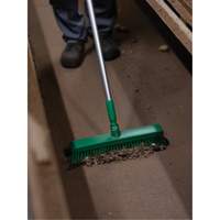 Push Broom Head, Fine/Stiff Bristles, 16-1/2", Polyester/Polypropylene, Green Cintas