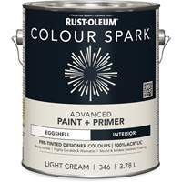 Peinture int&eacute;rieure pr&eacute;teint&eacute;e + appr&ecirc;t mural Colour Spark, Coton blanc, Semi-brillant, 3,78 L, Gallon Cintas