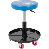JMS-642A Adjustable Mechanic's Roller Seat, Vinyl, Blue, 300 lbs. Capacity Cintas