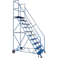 CSA-Certified Rolling Step Ladder with Locking Step, 10 Steps, 30" Step Width, 89" Platform Height, Steel Cintas