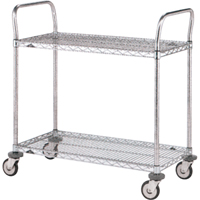 Standard-Duty Utility Cart With Wire Shelves, Chrome Plated, 18" x 39" x 30", 375 lbs. Capacity Cintas