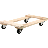 Chariots en Bois Franc - usage moyen, Roues en Polyol&eacute;fine, Capacit&eacute; de 900 lb, 18" la x 30" p x 7" h Cintas