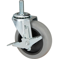 Stem Caster, Swivel with Brake, 3" (76 mm) Dia., 80 lbs. (36 kg.) Capacity Cintas