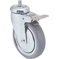 Zinc Plated Caster, Swivel with Brake, 3" (76 mm) Dia., 150 lbs. (68 kg.) Capacity Cintas