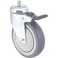 Zinc Plated Caster, Swivel with Brake, 4" (102 mm) Dia., 200 lbs. (91 kg.) Capacity Cintas