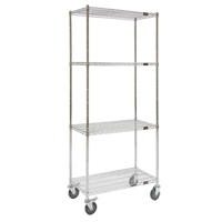 Wire Shelf Cart, Chrome Plated, 60" x 80" x 24", 800 lbs. Capacity Cintas