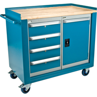 Industrial Duty Mobile Service Workbenches, Wood Surface Cintas