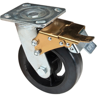 Mold-on Caster, Swivel with Brake, 6" (152.4 mm), Rubber, 550 lbs. (249 kg.) Cintas