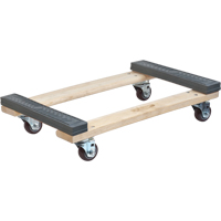 Rubber Ends Hardwood Dolly, Wood Frame, 18" W x 24" D x 7" H, 900 lbs. Capacity Cintas