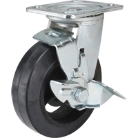Mold-on Caster, Swivel with Brake, 6" (152.4 mm), Rubber, 550 lbs. (249 kg.) Cintas