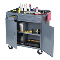 Heavy-Duty Two-Sided Mobile Work Station, 1200 lbs. Capacity, Steel, 34" x W, 34" x H, 24" D, All-Welded, 6 Drawers Cintas