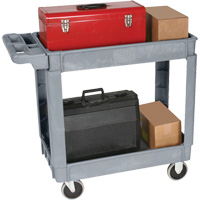 Deluxe Utility Cart, 2 Tiers, 25" x 35-1/2" x 43.5"/43-1/2", 550 lbs. Capacity Cintas