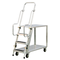 Aluminum Stock Picking Ladder Cart, Aluminum, 22" W x 51-1/2" D, 2 Shelves, 800 lbs. Capacity Cintas