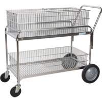 Chariot de bureau en treillis m&eacute;tallique pour le courrier, 250 lb Capacit&eacute;, Chrome, 23" p x 42" la x 38" h, Chrom&eacute; Cintas