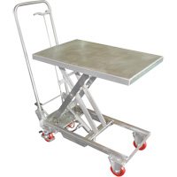 Manual Hydraulic Scissor Lift Table, 27-1/2" L x 17-3/4" W, Stainless Steel, 200 lbs. Capacity Cintas