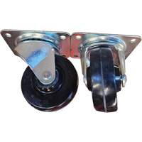 Plate Caster, Swivel, 4" (101.6 mm), Rubber, 225 lbs. (102 kg.) Cintas