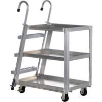 Stockpicker Truck, Aluminum, 21-7/8" W x 40" D, 3 Shelves, 660 lbs. Capacity Cintas