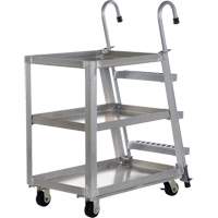 Stockpicker Truck, Aluminum, 21-7/8" W x 40" D, 3 Shelves, 660 lbs. Capacity Cintas