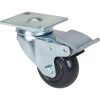 Caster, Swivel with Brake, 3" (76.2 mm), Polyolefin, 250 lbs. (113.4 kg) Cintas