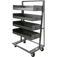 Single-Sided Heavy Duty A-Frame Cart with 4 Large Lipped Trays, 38" x 25" x 63", 2500 lbs. Capacity Cintas