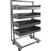 Single-Sided Heavy Duty A-Frame Cart with 4 Large Lipped Trays, 38" x 25" x 63", 2500 lbs. Capacity Cintas