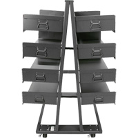 Double-Sided Heavy Duty A-Frame Cart with 8 Large Trays, 38" x 30" x 63", 2500 lbs. Capacity Cintas