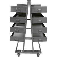 Double-Sided Heavy Duty A-Frame Cart with 8 Large Lipped Trays, 38" x 30" x 63", 2500 lbs. Capacity Cintas