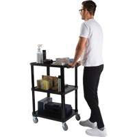 Chariot utilitaire avec tablette plate, 3 tiers, 18-1/8" x 37-3/8" x 27-3/4", Capacit&eacute; 330 lb Cintas