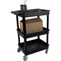 Chariot utilitaire avec tablette &agrave; bordure profonde, 3 tiers, 19" x 39-1/2" x 28-1/4", Capacit&eacute; 330 lb Cintas