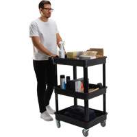 Chariot utilitaire avec tablette &agrave; bordure profonde, 3 tiers, 19" x 39-1/2" x 28-1/4", Capacit&eacute; 330 lb Cintas