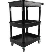 Chariot utilitaire avec tablette &agrave; bordure profonde, 3 tiers, 19" x 39-1/2" x 28-1/4", Capacit&eacute; 330 lb Cintas