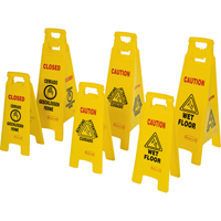 Wet Floor Safety Signs, Quadrilingual with Pictogram Cintas